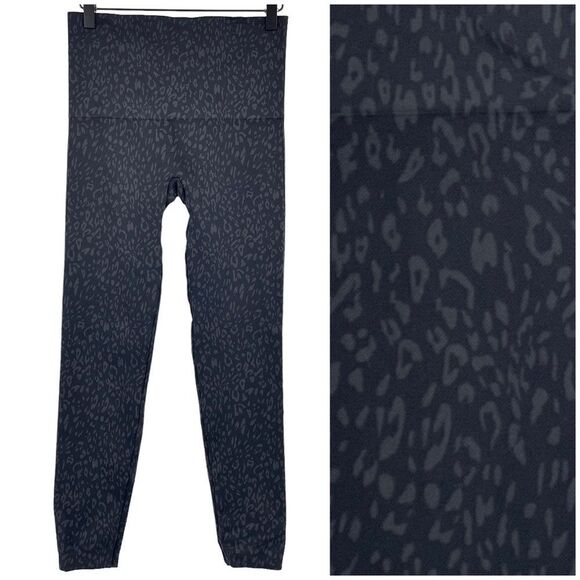SPANX Look At Me Now Seamless Leggings Leopard Print Black Gray | Size XL - Picture 2 of 6